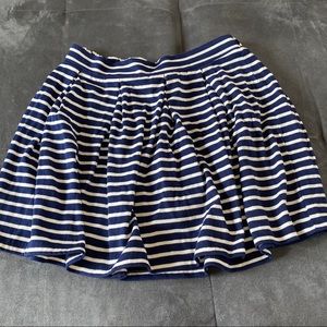 Navy and white striped pleated skirt